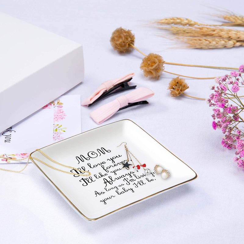 Topthink Mother's Day Gift for Mom-Unique Birthday Thanksgiving Christmas Gift for Mother-Mommy Present-Ceramic Jewelry Tray,Trinket Holder,Ring Dish-Surprise Present for Mommy-Mom,I'll Love You Forever - Image 5